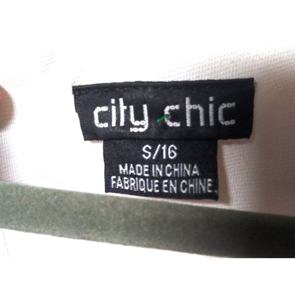 City Chic Fit & Flare Dress womens Sz 16 FLORAL stretch career Modest gray SS - Picture 6 of 9